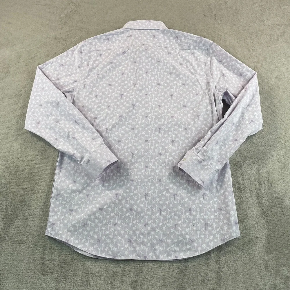 Banana Republic Slim Fit Shirt Men Large Lavender Palm Trees‎ Non Iron LS NWOT